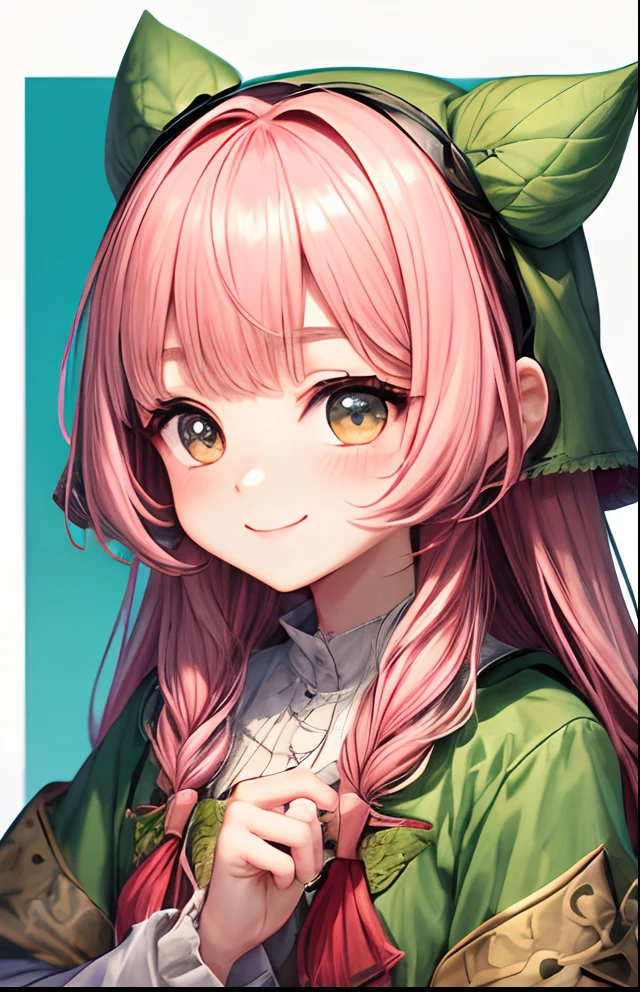 girl with、No background、without background、Background through、Pink hair、Pink hair、The long-haired、long、Subject bangs、Pattsun bangs、Aligned bangs、Sareme、drooping eyebrows、Takuambi、Marovi、Round eyebrows、Eyes are yellow、Yellow mesh、embarrassed、Leprechaun、tinker bell、feathered、kawaii、Smiling、A smile、childish、Gamine、No background