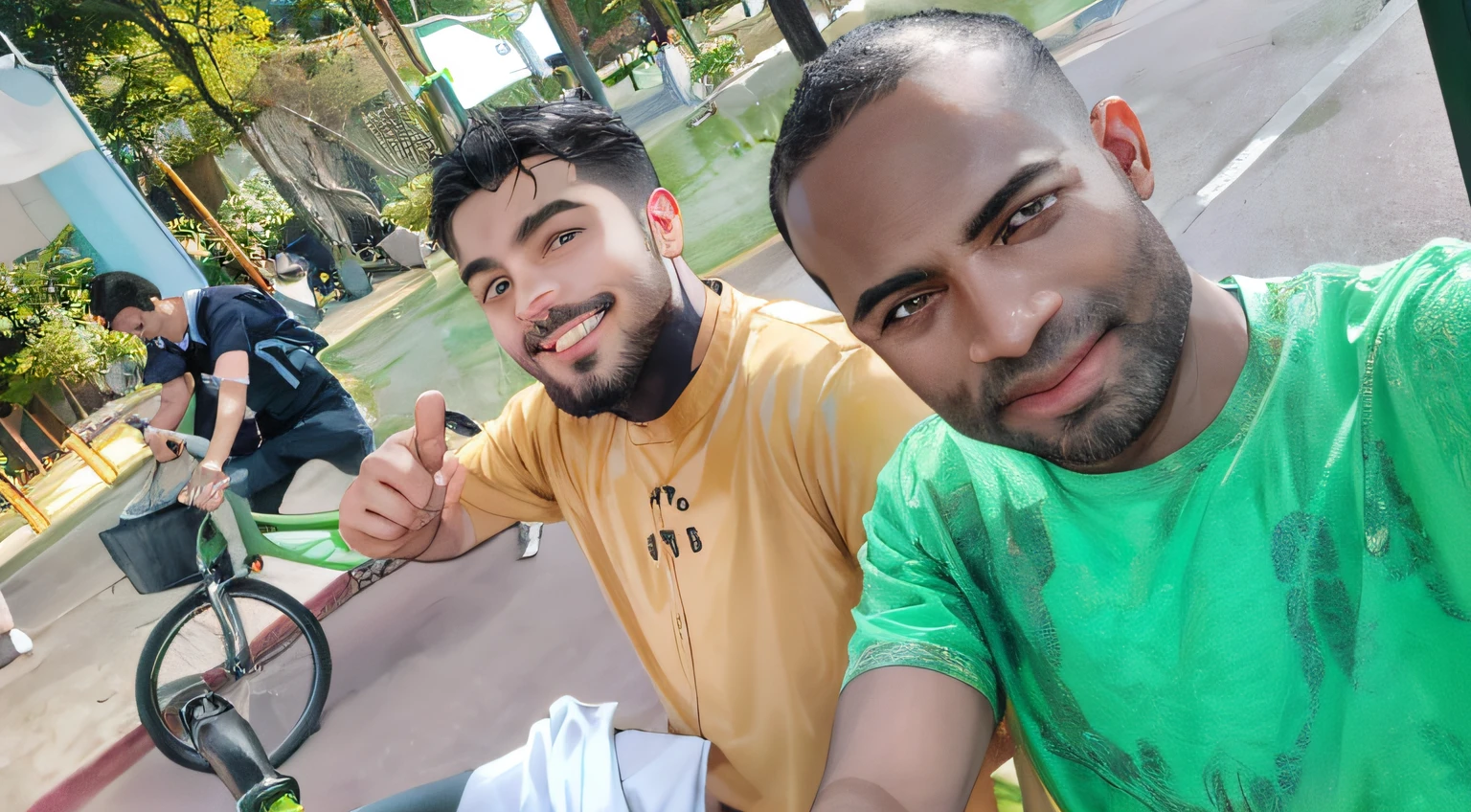 (absurdamente , alta qualidade , master part , ultra detalhado), ( Detailed by hand ) (detalhado aos olhos) (detalhado para o rosto) , Casais, 1 Homem (cabelo curto preto Quiff com franja macia, parte da franja no lado 3:Ratio 7) e 1 mulher (cabelo preto curto com franja) amor ,Olhos bonitos (olhos azuis) , cabelos pretos, fantasia, Antecedentes detalhados, luz suave