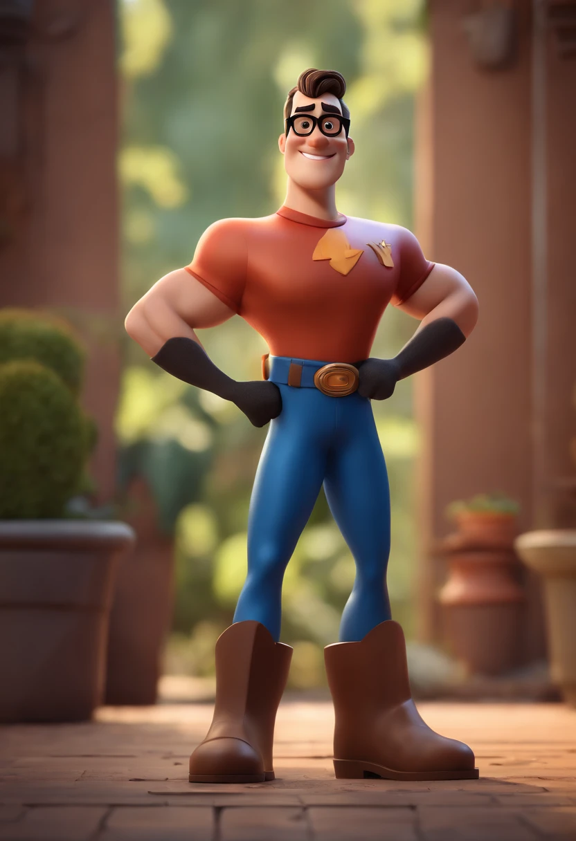 Cartoon character of a man with black glasses and a blue shirt, animation character, Caractere estilizado, animation style rendering, 3D estilizado, Arnold Maya render, 3 d render stylized, toon render keyshot, Personagem 3D, Personagem 3D, 3d rendering stylized, 3 d character render, personagem de desenho animado, Personagem de close up, Pose de personagem, (Estilo Pixar) (master part:1.2) (Bokeh) (best quality) (pele detalhada) (textura detalhada) (8k) (argila) (Cinematic lighting) (foco nítido