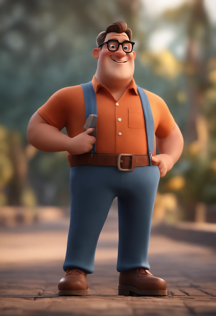 Cartoon character of a man with black glasses and a blue shirt, animation character, Caractere estilizado, animation style rendering, 3D estilizado, Arnold Maya render, 3 d render stylized, toon render keyshot, Personagem 3D, Personagem 3D, 3d rendering stylized, 3 d character render, personagem de desenho animado, Personagem de close up, Pose de personagem,  (Estilo Pixar) (master part:1.2) (Bokeh) (best quality) (pele detalhada) (textura detalhada) (8k) (argila) (Cinematic lighting) (foco nítido