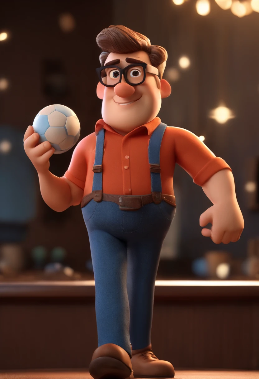 Cartoon character of a man wearing black glasses and a blue shirt, um personagem animado, Caractere estilizado, animation style rendering, 3D estilizado, Arnold Maya render, 3 d render stylized, toon render keyshot, Personagem 3D, Personagem 3D, 3d rendering stylized, 3 d character render, personagem de desenho animado, Personagem de close up, Pose de personagem, (Estilo Pixar) (master part:1.2) (Bokeh) (best quality) (pele detalhada) (textura detalhada) (8k) (argila) (Cinematic lighting) (foco nítido，Senta e vaza a parte superior do corpo