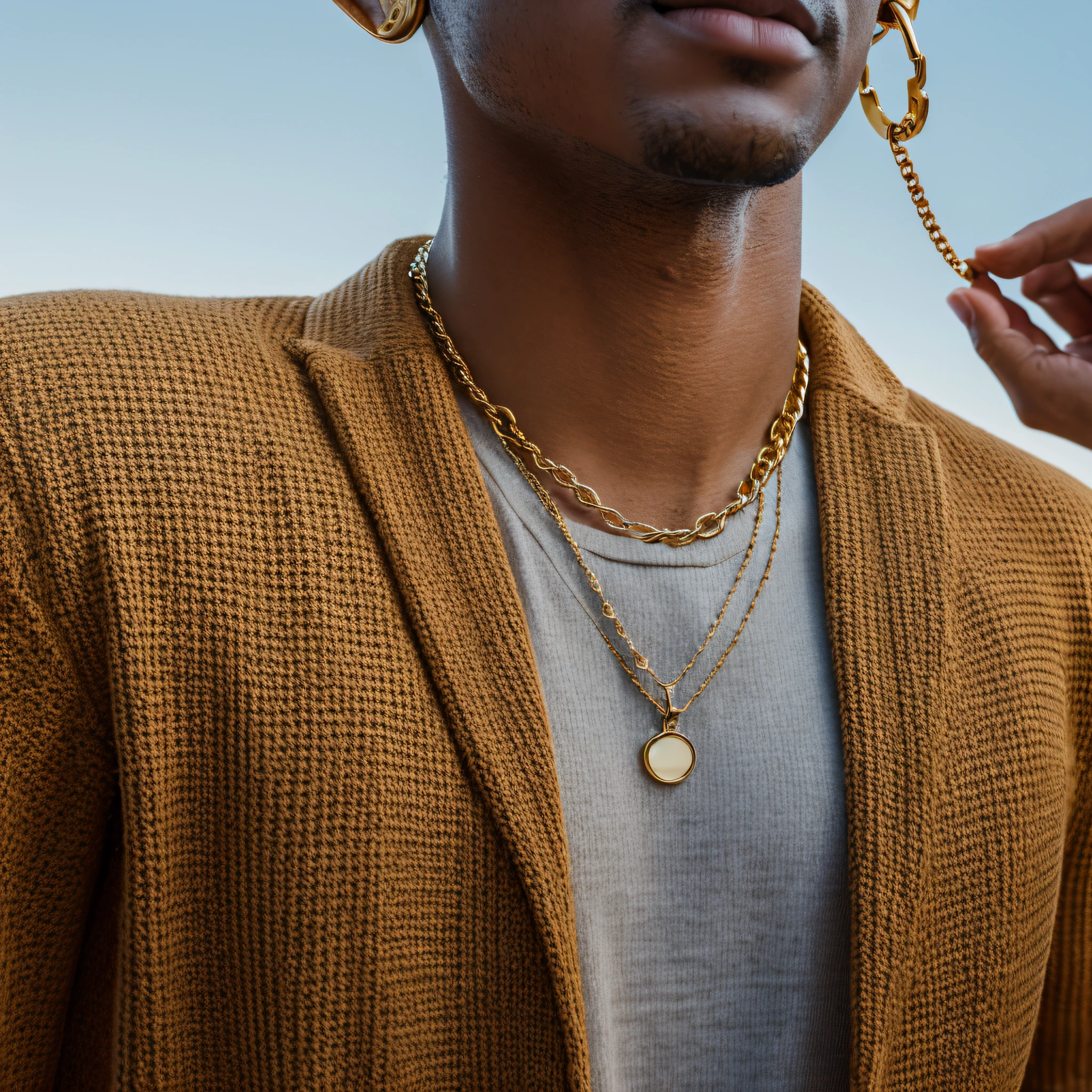Men's gold chain jewelry, 4k, ultra-realistic