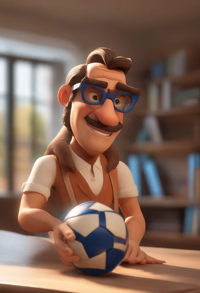 Personagem de desenho animado de um homem pardo, narrador de futebol, nor glasses, com um cavanhaque mais ou menos preenchido, Caractere estilizado, animation style rendering, 3D estilizado, Arnold Maya render, 3 d render stylized, toon render keyshot, Personagem 3D, Personagem 3D, 3d rendering stylized, 3 d character render, personagem de desenho animado, Personagem de close up, Pose de personagem, (Estilo Pixar) (master part:1.2) (Bokeh) (best quality) (pele detalhada) (textura detalhada) (8k) (argila) (Cinematic lighting) (foco nítido，Senta e vaza a parte superior do corpo. Doing Cosmetic Procedure