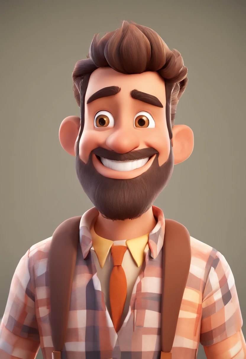 Smiling Man Illustration, sorriso insano, Homem de pele marrom com um sorriso gigante, happily smiling at the camera, sorriso atrevido, he's smiling, sorriso muito grande, Macho sorridente, foto de perfil headshot, rindo sorriso enorme, desenhando no estilo de Arte 3D, c4d, fundo de cor branco puro, estilo disney, estilo pixar render ilustracao Super Detalhe, 8k