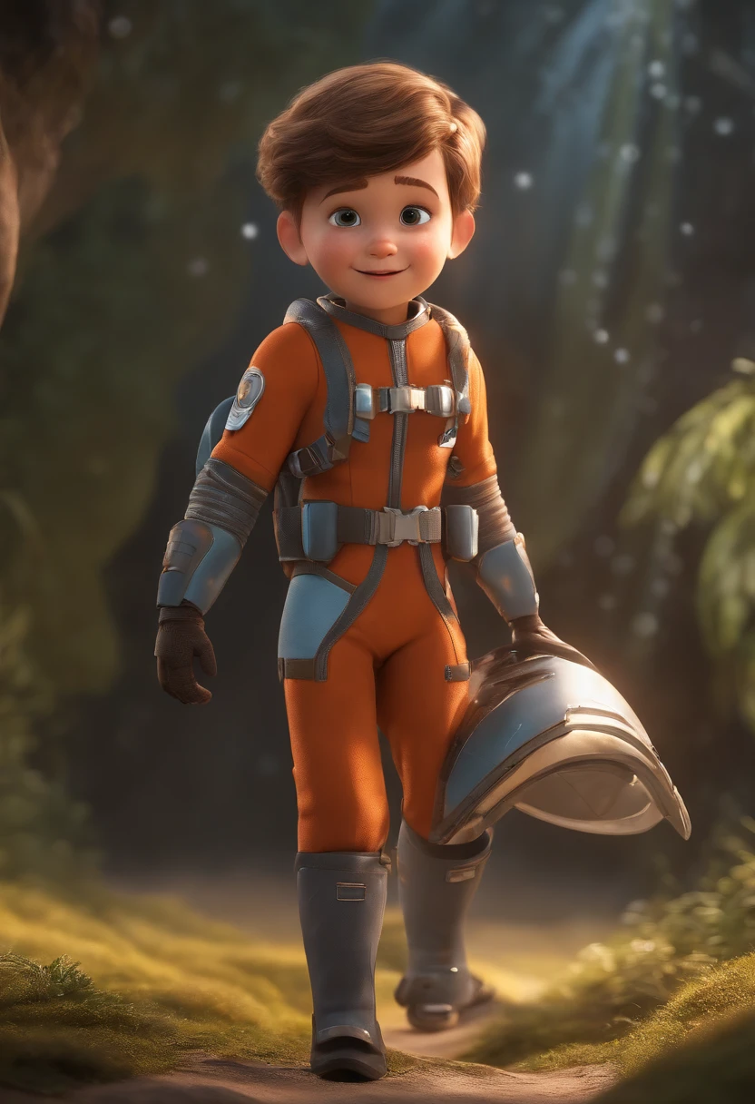 (best quality,4k,8k,highres,masterpiece:1.2),ultra-detailed,realistic,photorealistic, HDR,UHD,studio lighting,ultra-fine painting,sharp focus,physically-based rendering,extreme detail description,professional,vivid colors,bokeh, portraits,landscape,horror,anime,sci-fi,photography,concept artists,cute ,standing,short hair,sparkling eyes,cheerful smile,simple outfit,space costume,white background,Pixar style,detailed face,asymmetrical,3d,cartoonish