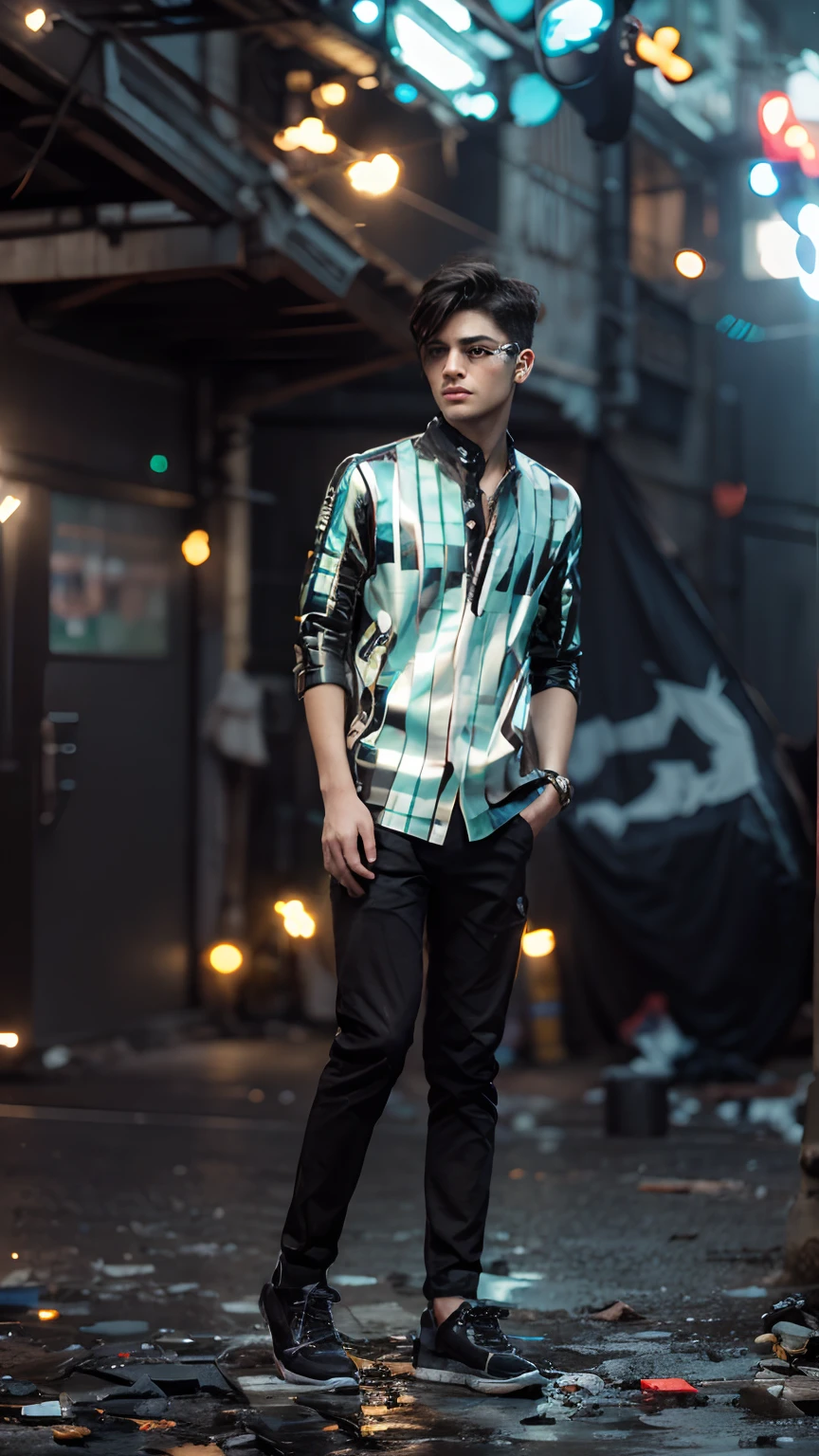 change background cyberpunk  handsome boy. realistic face. 8k regulation
