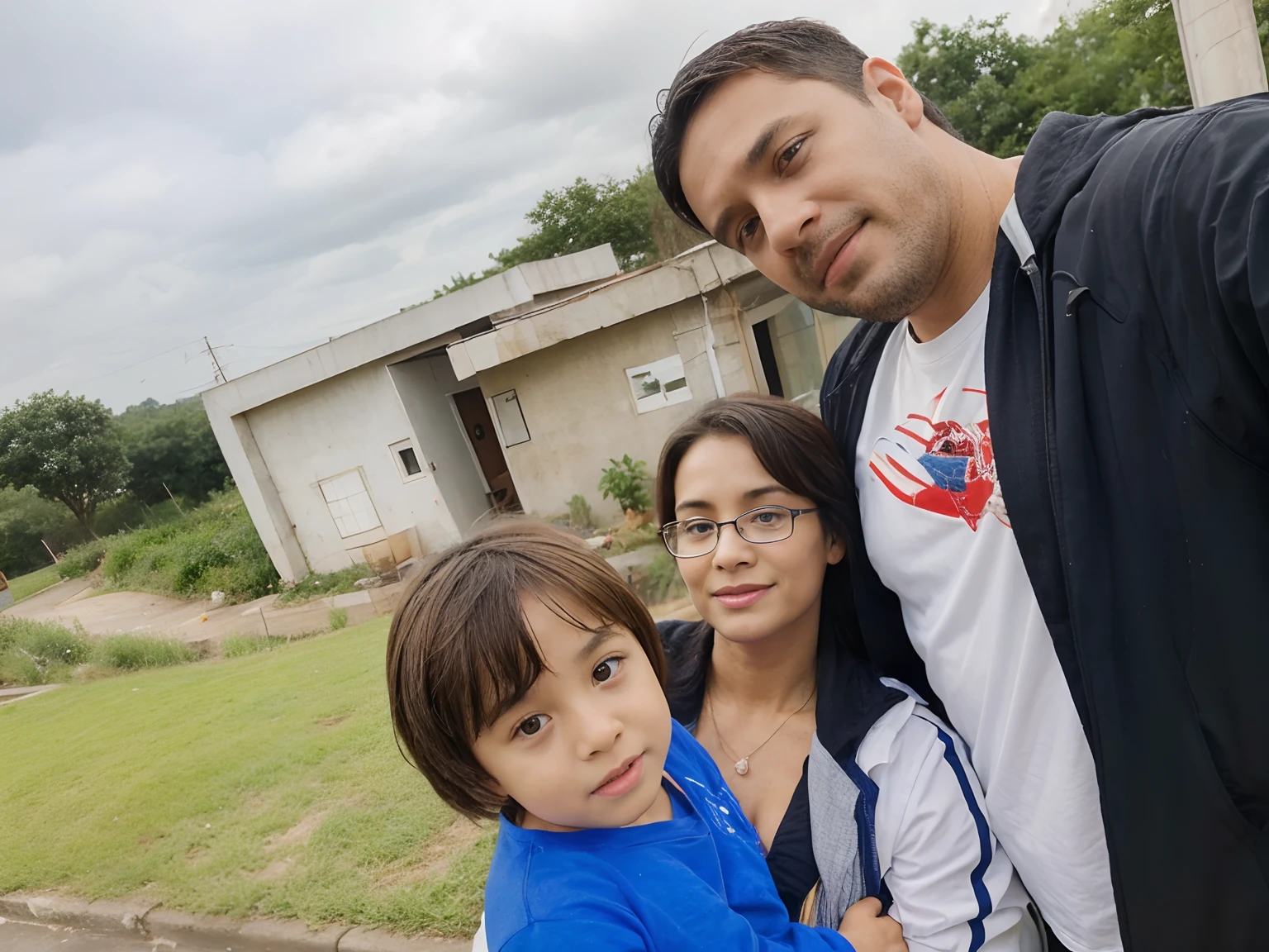 Father, mother and son