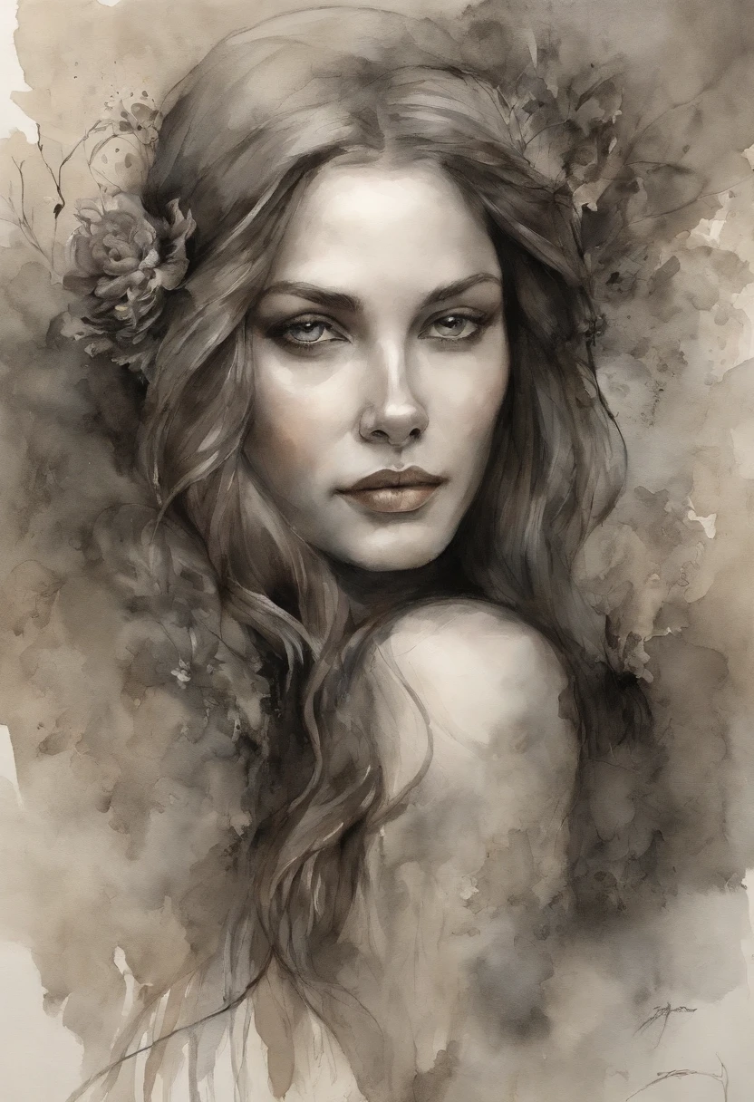 Detailed charcoal drawing in the style of Viktor Miller-Gausa, Tran Ross, Brian Froud, Tom Bagshaw do personagem Homemlobo da Universal Pictures, com Soft, Sombras intrincadas em seu rosto enrugado, Capturando a beleza desgastada de uma vida longa e gratificante