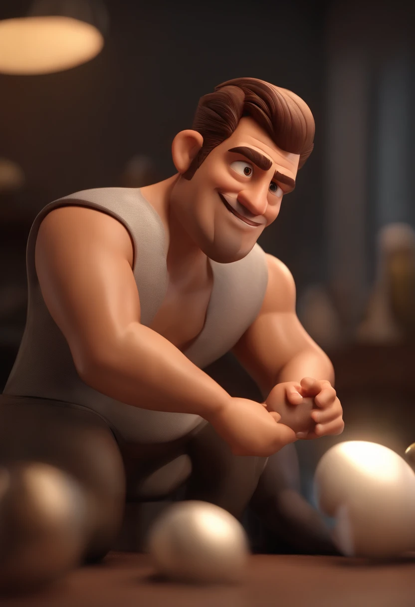 Personagem de desenho animado de um homem jovem branco, esportista, us um personagem animado, Caractere estilizado, animation style rendering, 3D estilizado, Arnold Maya render, 3 d render stylized, toon render keyshot, Personagem 3D, Personagem 3D, 3d rendering stylized, 3 d character render, personagem de desenho animado, Personagem de close up, Pose de personagem, (Estilo Pixar) (master part:1.2) (Bokeh) (best quality) (pele detalhada) (textura detalhada) (8k) (argila) (Cinematic lighting) (foco nítido，Senta e vaza a parte superior do corpo. Doing Cosmetic Procedure