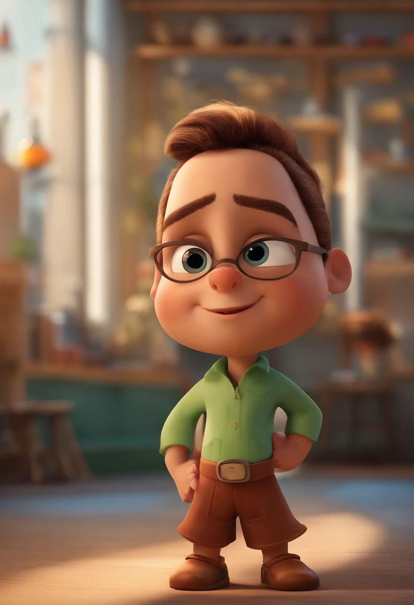 Um arquiteto de sonhos futurista, mas realista, inspired by Pixar animation, de perto. The character takes center stage with captivating facial expressions, oferecendo um toque de irrealidade. olhos puxados, cabelo de lado, parecendo um indio.