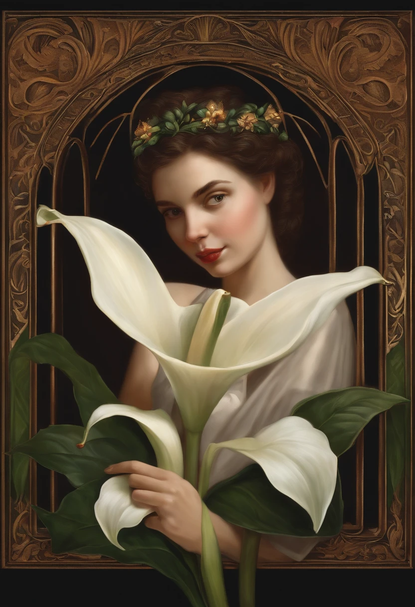 Company icon of a girl holding an Arum lily, e diz CalaSerena sobre ele