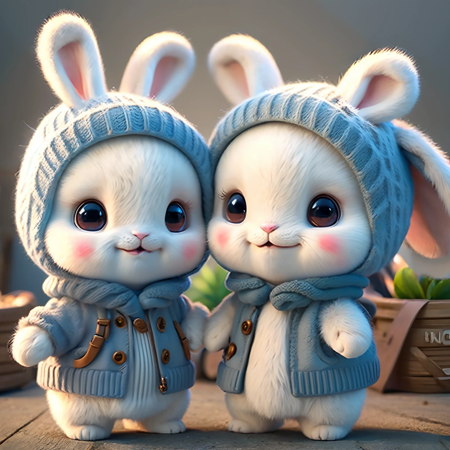adorable rabbit, smiley, by Pixar, furry art, anime, white backgrounid, Character, suits