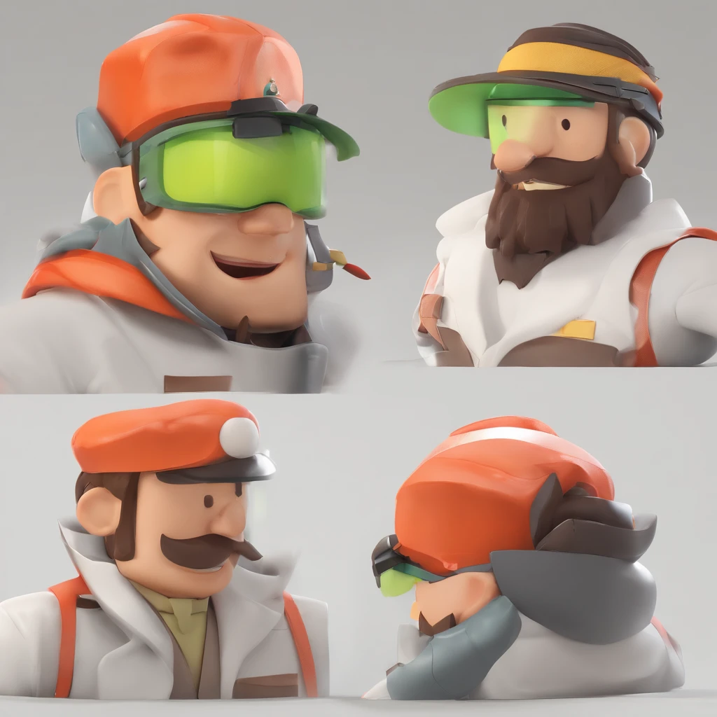 Criar um personagem no estilo Pixar. Trata-se de um homem de 30 anos, com barba, Branco, com cabelos castanhos curtos e um quiff, e olhos castanhos. Ele deve estar na frente de um computador, Trabalhar como designer