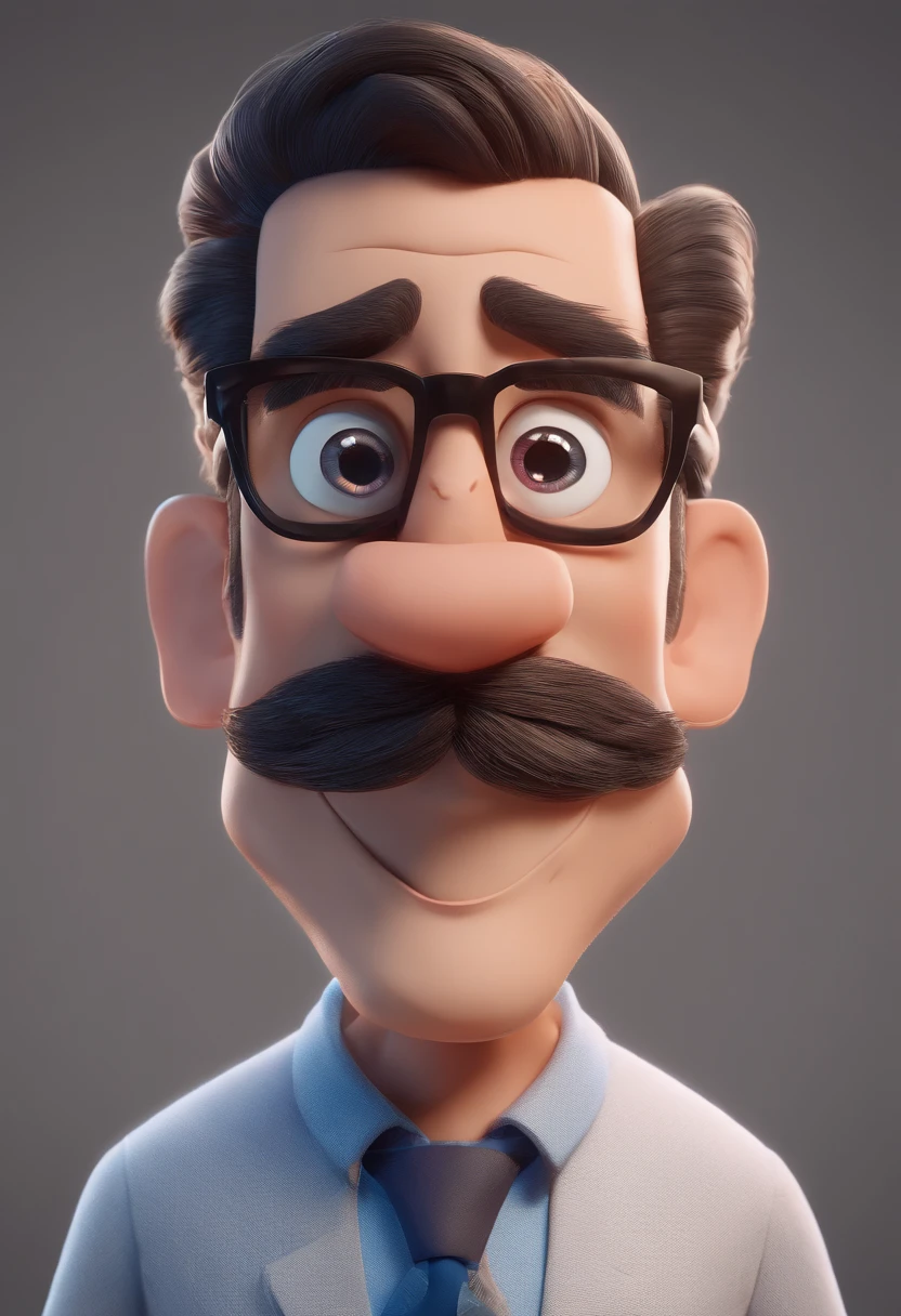 Cartoon character of a man with black glasses and a blue shirt, animation character, Caractere estilizado, animation style rendering, 3D estilizado, Arnold Maya render, 3 d render stylized, toon render keyshot, Personagem 3D, Personagem 3D, 3d rendering stylized, 3 d character render, personagem de desenho animado, Personagem de close up, Pose de personagem, (Estilo Pixar) (master part:1.2) (Bokeh) (best quality) (pele detalhada) (textura detalhada) (8k) (argila) (Cinematic lighting) (foco nítido