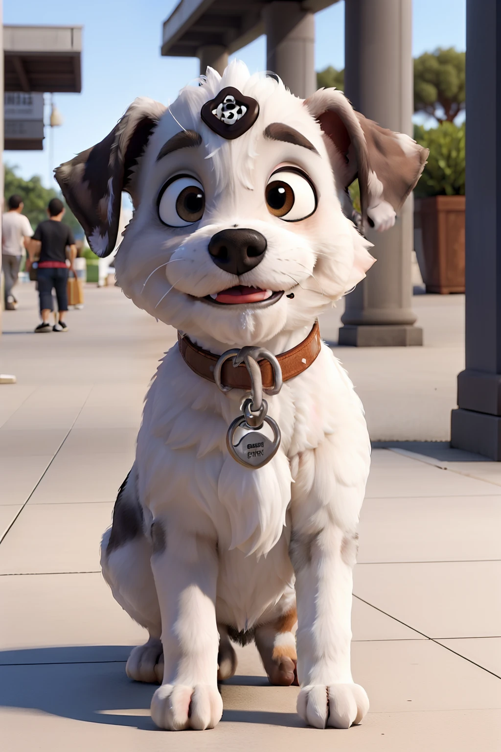 Obra-prima, de melhor qualidade, a white Shitzu puppy with gray male , adulto passeando no shopping