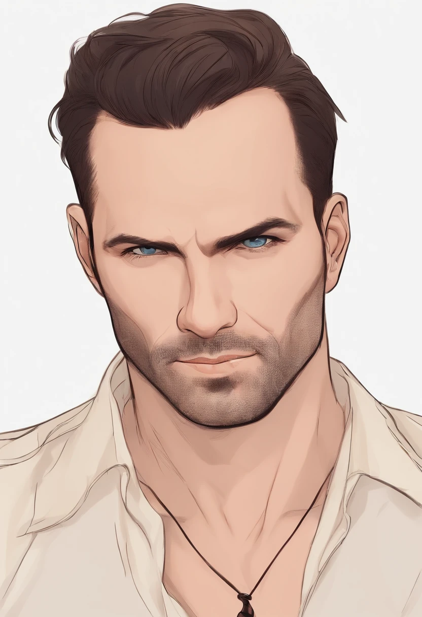 Portrait of handsome man 40 years old round face cinematic appearance