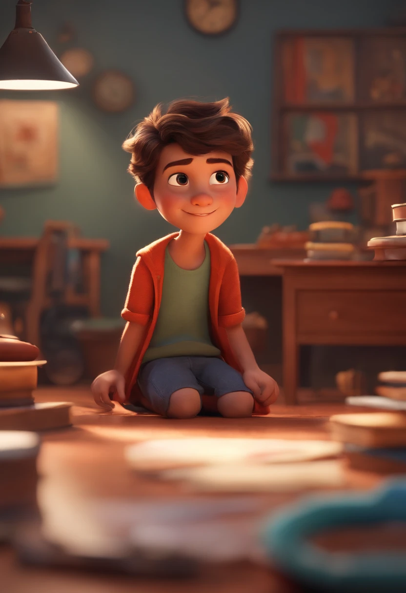 Image of a boy for a story in a YouTube video in Pixar format, He's the allabester, He's the class leader, He's outgoing, Playful and gets up for a lot of things
