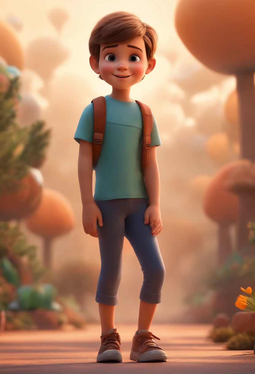 a happy cute ??? standing short hair, vestindo uma fantasia espacial, , fundo branco, barnet, Tom, Estilo Pixar, ....3d, desenhos animados, rosto detalhado, asymmetrical 16k
