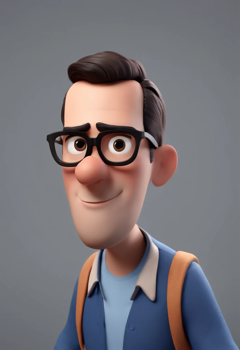 Cartoon character of a man with black glasses and a blue shirt, animation character, Caractere estilizado, animation style rendering, 3D estilizado, Arnold Maya render, 3 d render stylized, toon render keyshot, Personagem 3D, Personagem 3D, 3d rendering stylized, 3 d character render, personagem de desenho animado, Personagem de close up, Pose de personagem, (Estilo Pixar) (master part:1.2) (Bokeh) (best quality) (pele detalhada) (textura detalhada) (8k) (argila) (Cinematic lighting) (foco nítido