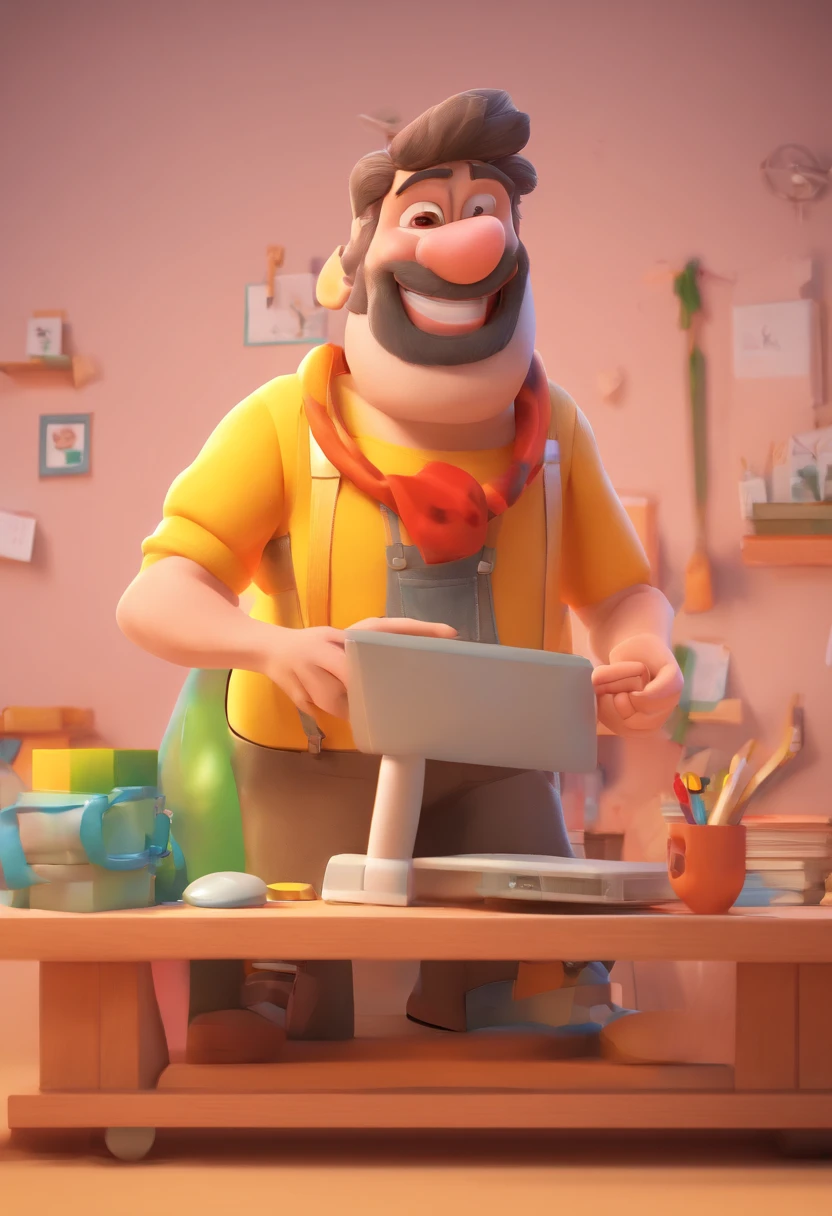 Smiling Man Illustration, sorriso insano, Homem de pele marrom com um sorriso gigante, happily smiling at the camera, sorriso atrevido, he's smiling, sorriso muito grande, Macho sorridente, foto de perfil headshot, rindo sorriso enorme, desenhando no estilo de Arte 3D, c4d, fundo de cor branco puro, estilo disney, estilo pixar render ilustracao Super Detalhe, 8k