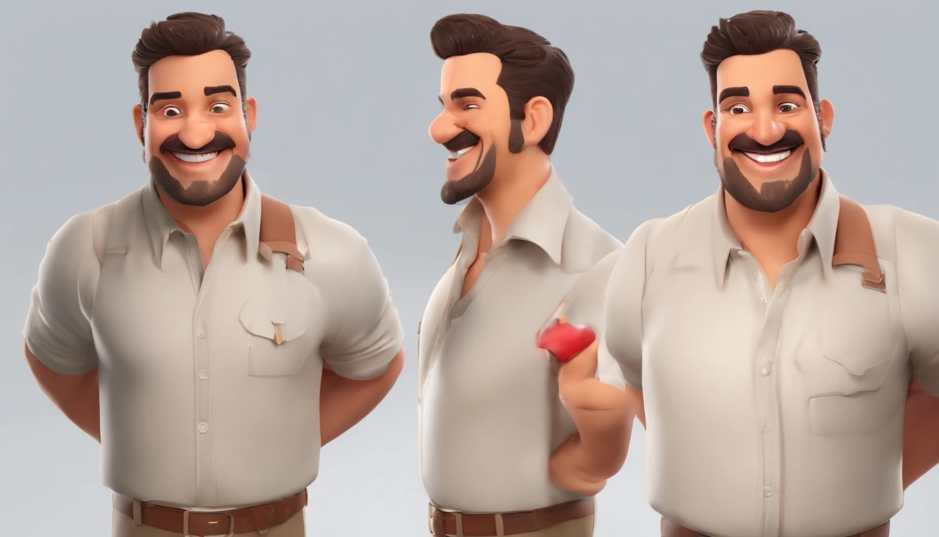 Smiling Man Illustration, sorriso insano, Homem de pele marrom com um sorriso gigante, happily smiling at the camera, sorriso atrevido, he's smiling, sorriso muito grande, Macho sorridente, foto de perfil headshot, rindo sorriso enorme, desenhando no estilo de Arte 3D, c4d, fundo de cor branco puro, estilo disney, estilo pixar render ilustracao Super Detalhe, 8k
