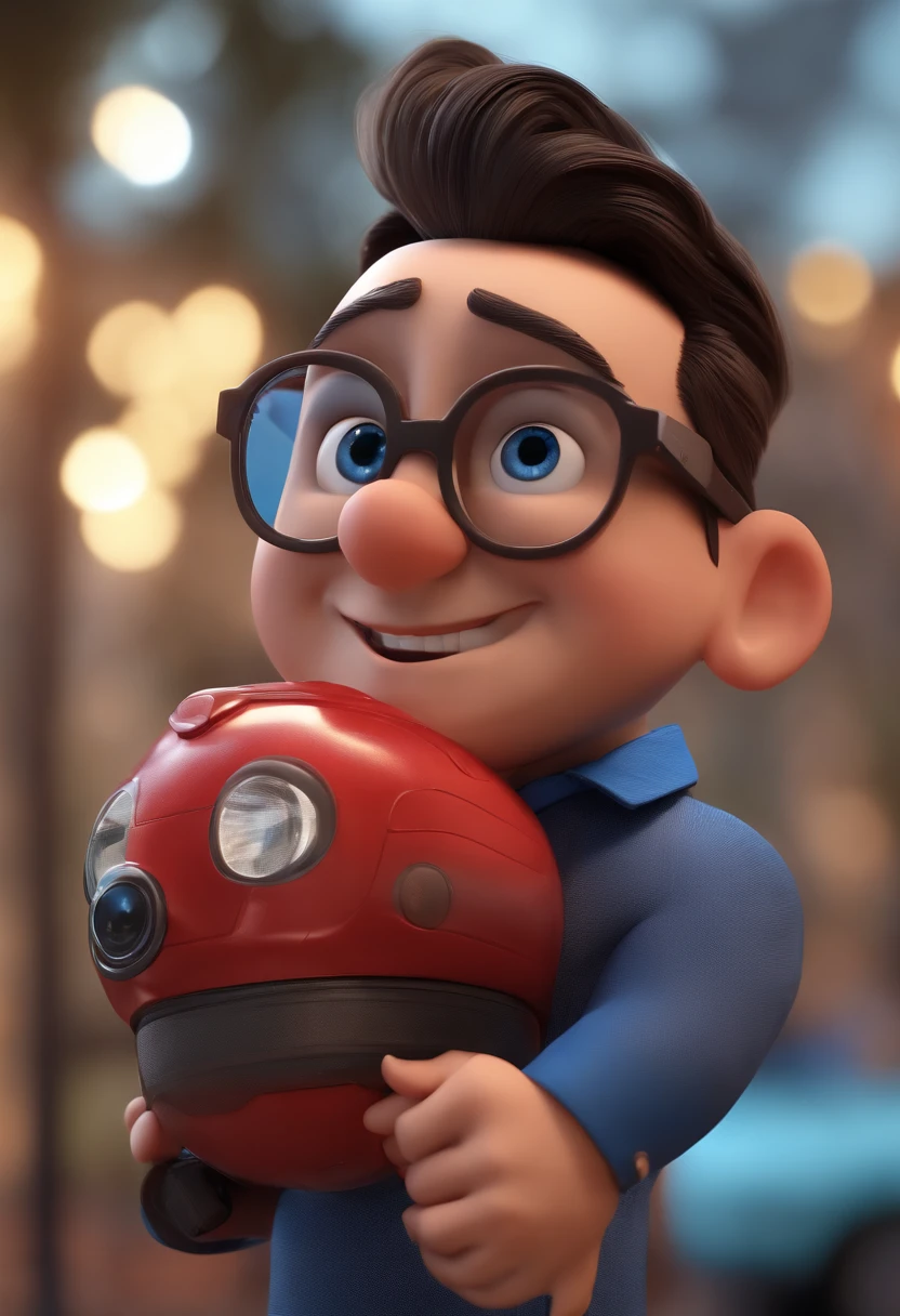 Cartoon character of a man with black glasses and a blue shirt, animation character, Caractere estilizado, animation style rendering, 3D estilizado, Arnold Maya render, 3 d render stylized, toon render keyshot, Personagem 3D, Personagem 3D, 3d rendering stylized, 3 d character render, personagem de desenho animado, Personagem de close up, Pose de personagem, (Estilo Pixar) (master part:1.2) (Bokeh) (best quality) (pele detalhada) (textura detalhada) (8k) (argila) (Cinematic lighting) (foco nítido