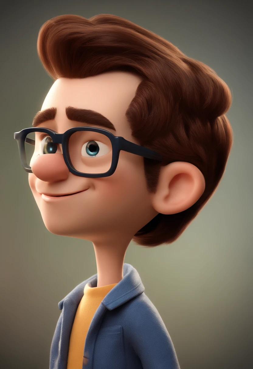 Cartoon character of a man with black glasses and a blue shirt, animation character, Caractere estilizado, animation style rendering, 3D estilizado, Arnold Maya render, 3 d render stylized, toon render keyshot, Personagem 3D, Personagem 3D, 3d rendering stylized, 3 d character render, personagem de desenho animado, Personagem de close up, Pose de personagem,  (Estilo Pixar) (master part:1.2) (Bokeh) (best quality) (pele detalhada) (textura detalhada) (8k) (argila) (Cinematic lighting) (foco nítido