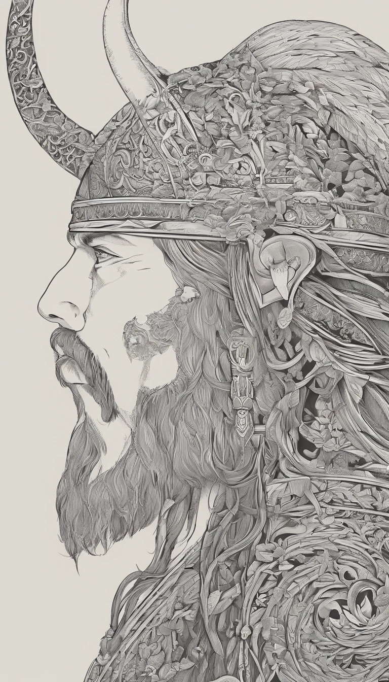 there is a man with a horned head and a beard, portrait of a viking, viking king, epic viking king, viking warrior, viking face in profile, wearing viking clothes, norse warrior, viking god, viking style, portrait shot, ancient viking warrior, Inspired by Hallsteinn Sigurðsson, viking attire, viking, viking culture, mixed art