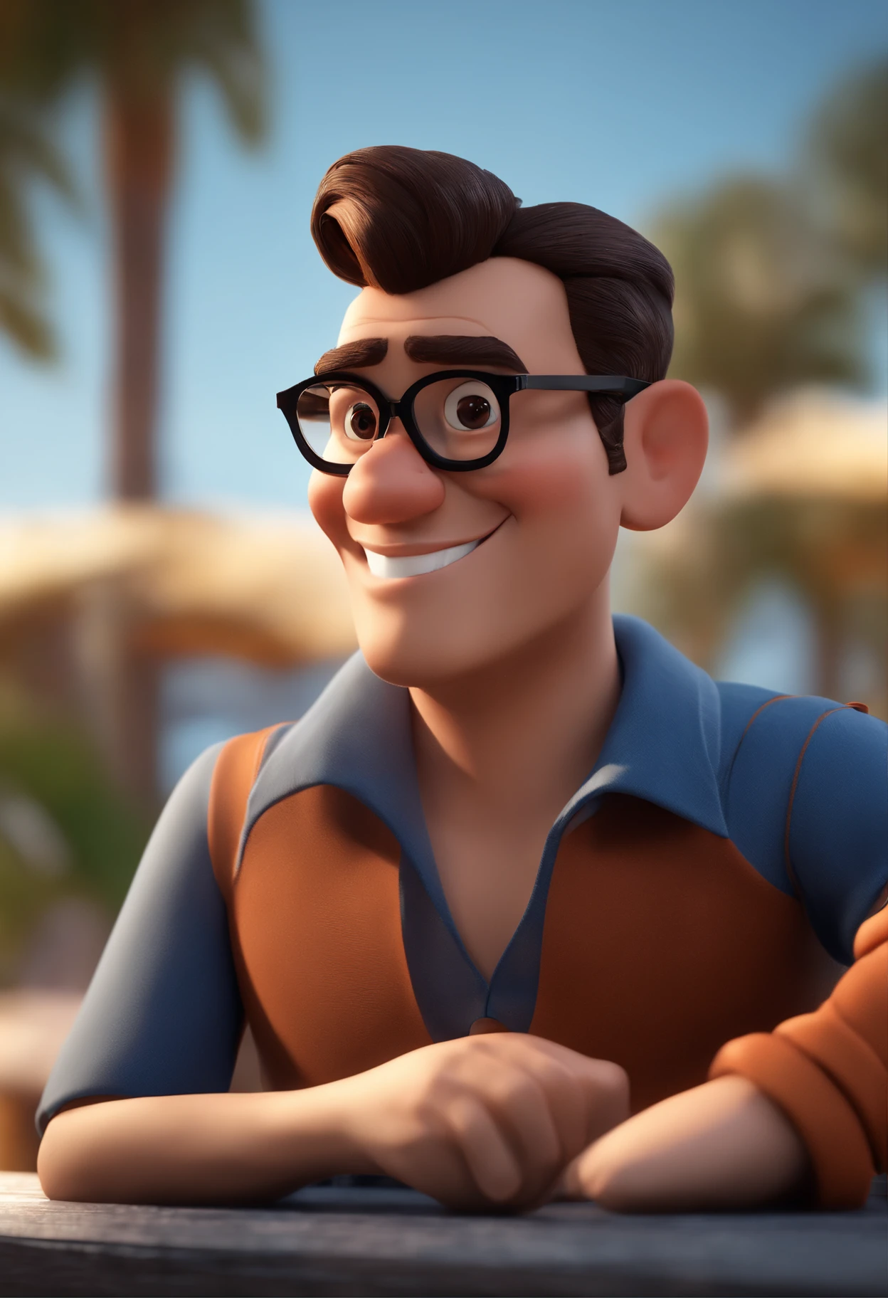 Cartoon character of a man with black glasses and a blue shirt, animation character, Caractere estilizado, animation style rendering, 3D estilizado, Arnold Maya render, 3 d render stylized, toon render keyshot, Personagem 3D, Personagem 3D, 3d rendering stylized, 3 d character render, personagem de desenho animado, Personagem de close up, Pose de personagem, (Estilo Pixar) (master part:1.2) (Bokeh) (best quality) (pele detalhada) (textura detalhada) (8k) (argila) (Cinematic lighting) (foco nítido