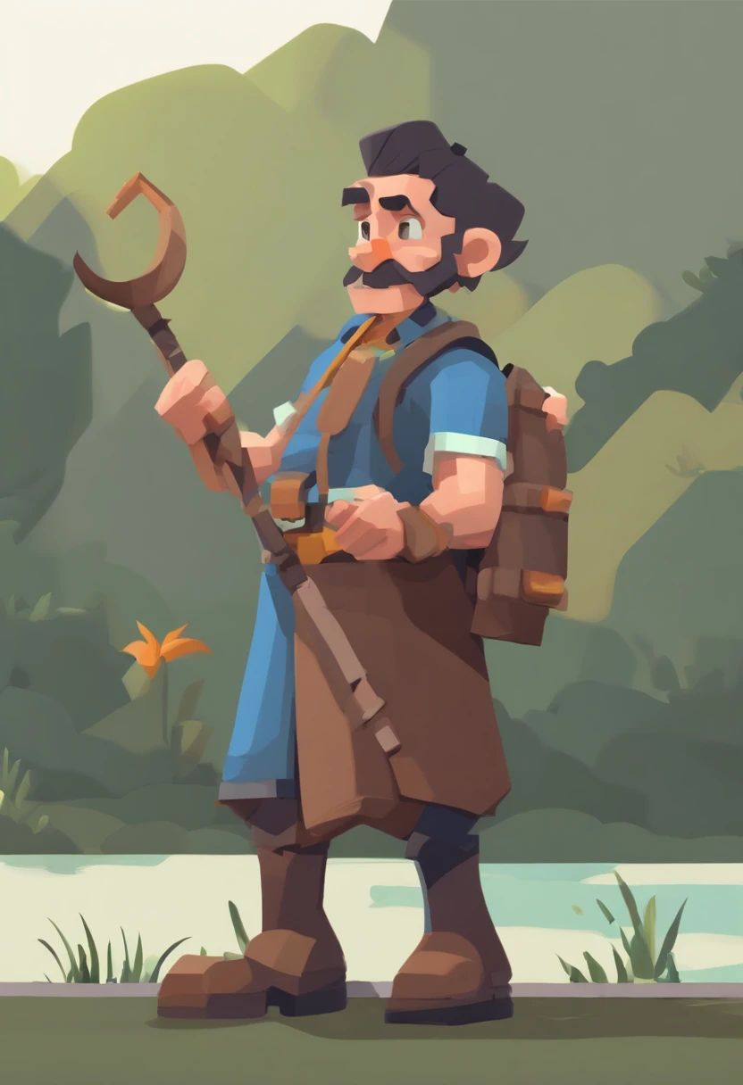 Personaje de dibujos animados de un hombre decaspecto indu, piel oscura, tes morena, pero cortito, con barbilla y bigote y una camisa azul, with a fishing rod animation character, stylized character, Rendering animation styles, 3D estilizado, Arnold Maya render, 3D render estilizado, Toon renderizar keyshot, Personaje 3D, Personaje 3D, Renderizado 3D estilizado, Renderizado de 3 caracteres D, Personaje de dibujos animados, Personaje de primer plano, Pose del personaje, (estilo pixar) (Pieza maestra:1.2) (Bokeh) (La mejor calidad) (Piel detallada) (Textura detallada) (8k) (arcilla) (cinematic lighting) (foco nítido