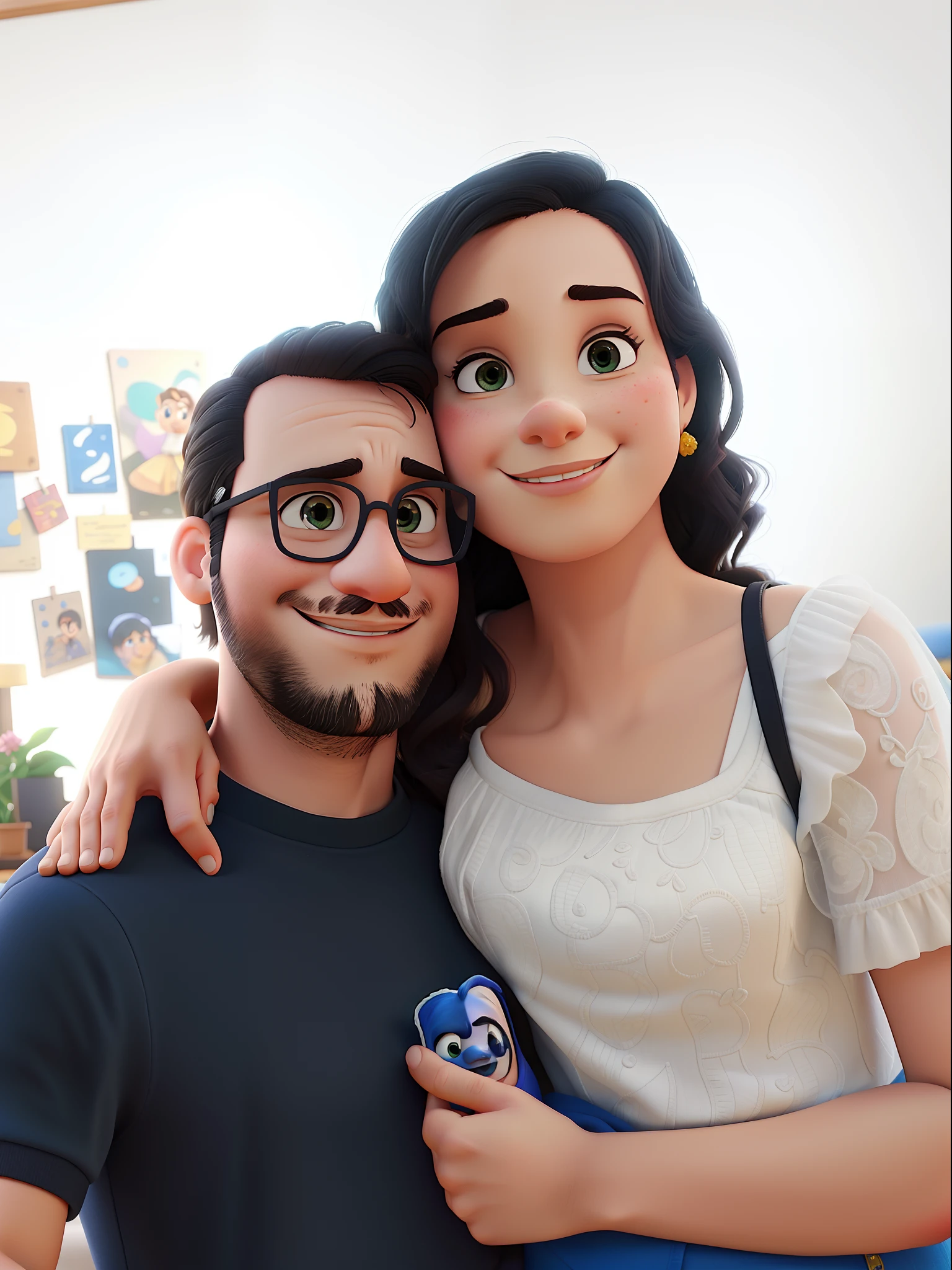 Marido e esposa, arte Pixar, alta qualidade, melhor qualidade