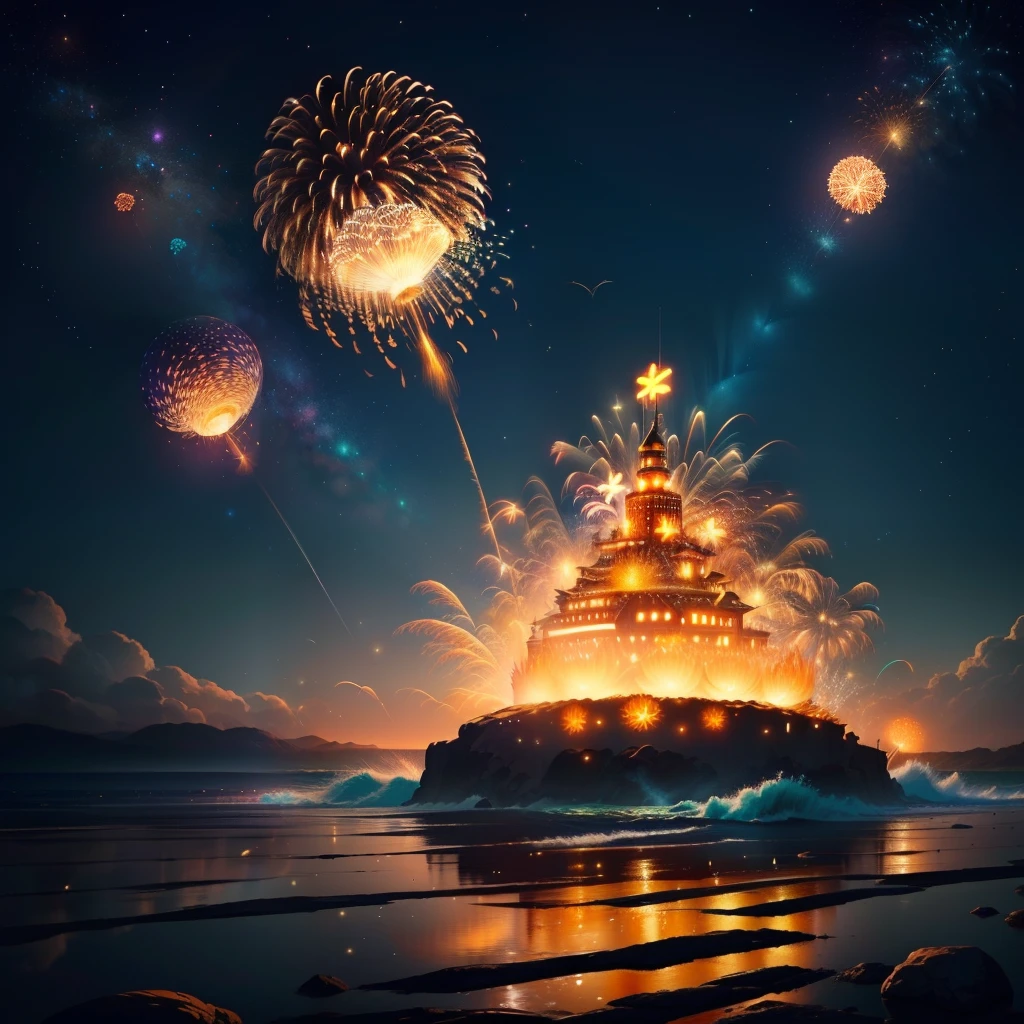 Estilo pixar
Feliz
Animado
Com fogos de artificio atras
Pulando