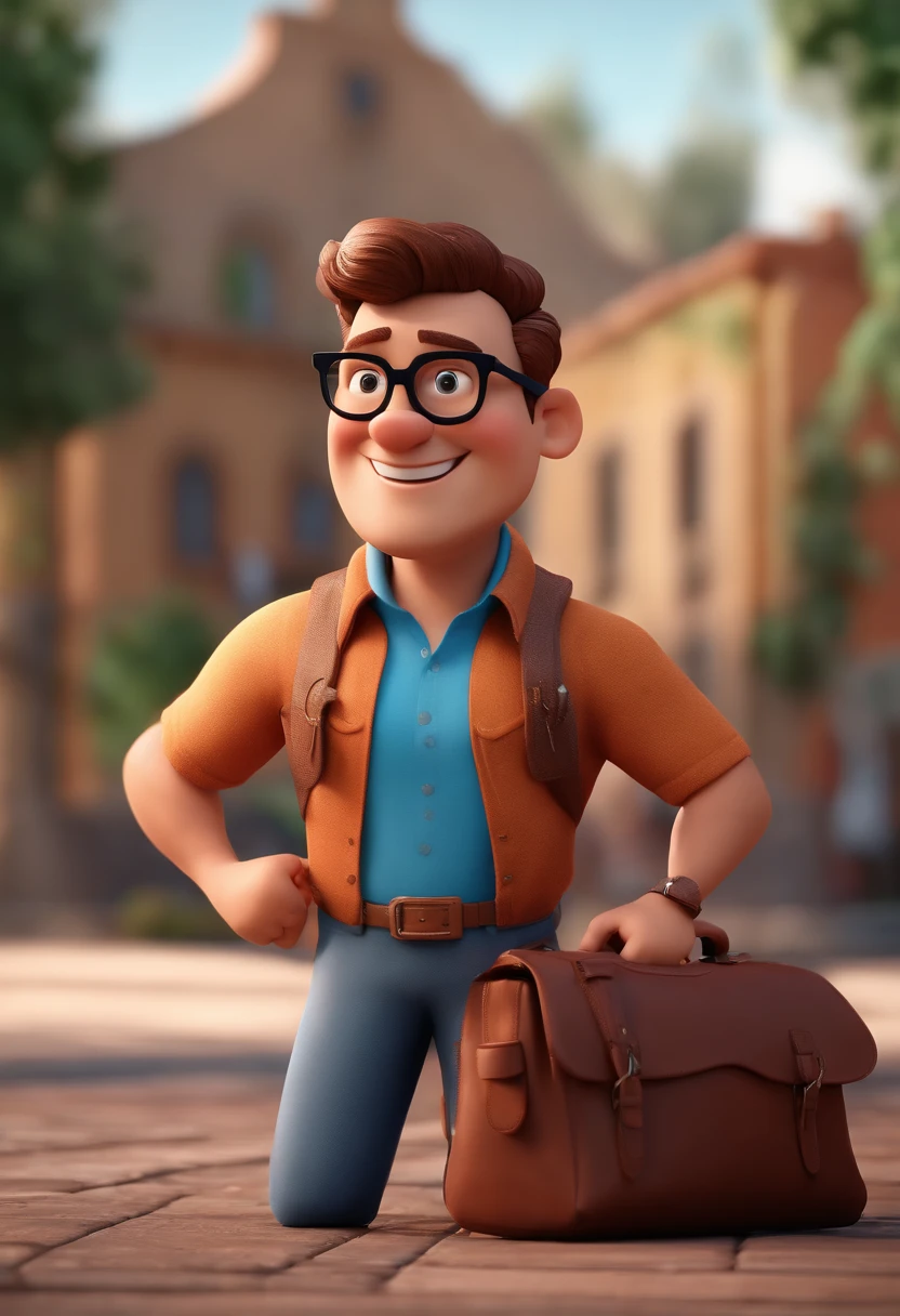 Cartoon character of a man with black glasses and a blue shirt, animation character, Caractere estilizado, animation style rendering, 3D estilizado, Arnold Maya render, 3 d render stylized, toon render keyshot, Personagem 3D, Personagem 3D, 3d rendering stylized, 3 d character render, personagem de desenho animado, Personagem de close up, Pose de personagem, (Estilo Pixar) (master part:1.2) (Bokeh) (best quality) (pele detalhada) (textura detalhada) (8k) (argila) (Cinematic lighting) (foco nítido