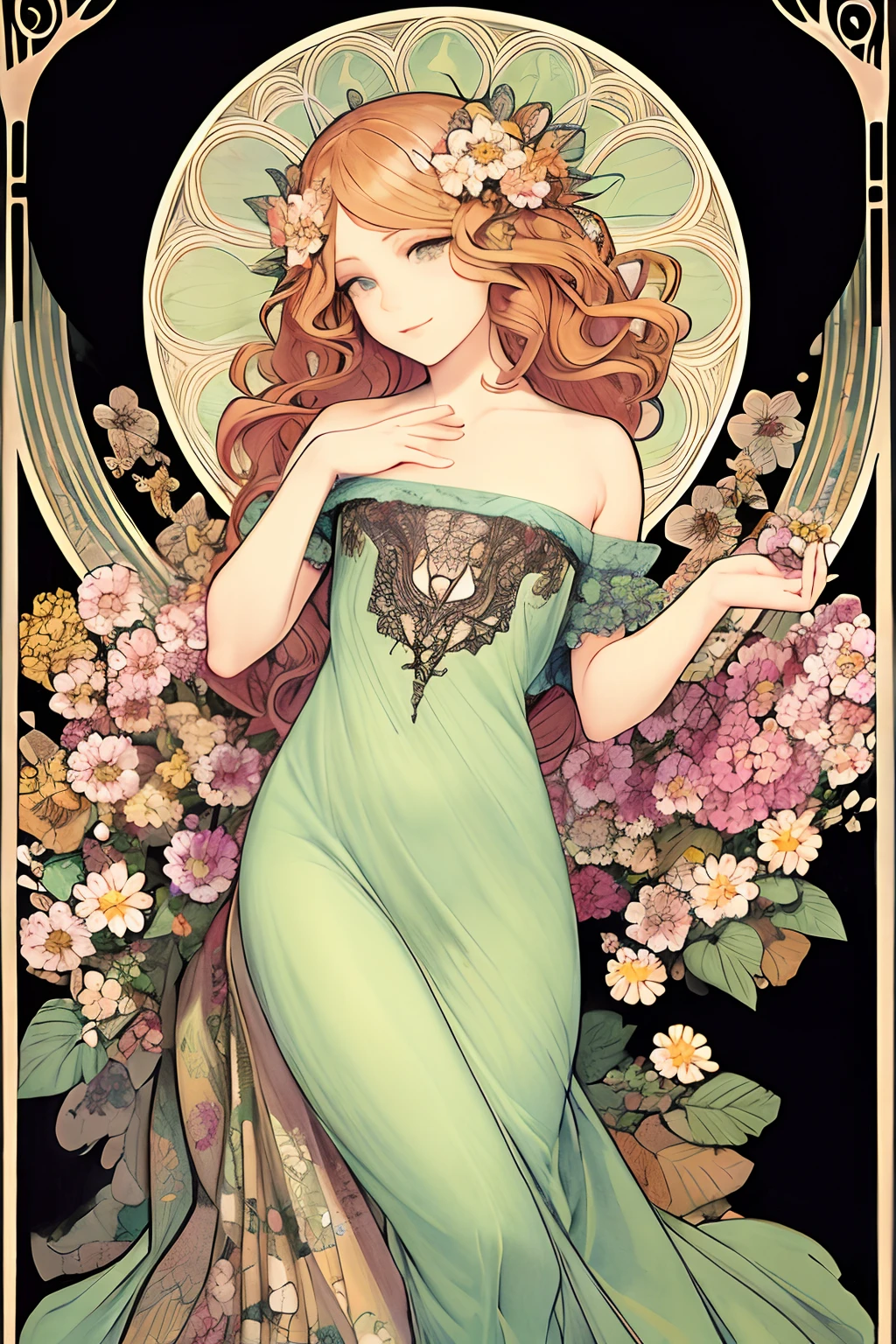 (art nouveau:1.25), Maximalism artstyle,neon theme,suprematism,beautiful detailed flower, beautiful detailed eyes,hyper detailed,flower,hyper quality,,eyes,flower and hair is same color,beautifuly color,face,her hair is becoming flower, flower,hair,flower,butterfly,,1girlkawaii,,high details, high quality,back light,hair and clothes is flower,upper body ,high quality,hair with body ,webbed dress, upper body, flower leg, flower hands,body with flower,    flower with clothes , dress with flower, , light particles,black background,  Hair with flower,small breast with flower,floating hair with flower,floating1girl,small breast,  marbling with hair and clothes, looking at viewer,original,arm down, paper cutting, black background, flower forground,  hair with flower,highres, hair with  flower,hair with flower ,hair,  wavy hair ,diffusion lighting, abstract,Butterfly with  body,   flower with hair, her hair is flower,big top sleeves, floating,pupils, [[hair over one eye]],dark SFW,masutepiece, Best Quality, High resolution, 1girl in, upper body, Details Girl, detail hands, Detail fingers, Detail Face, detail legs, 1girl in, elf, watercolor paiting, pale skin, Petite, Blonde hair, Long hair, Wavy Hair, Green eyes, tareme, medium breasts, white sundress, Bare back,flower wall panel background,looking at viewer,[[tears]],smile