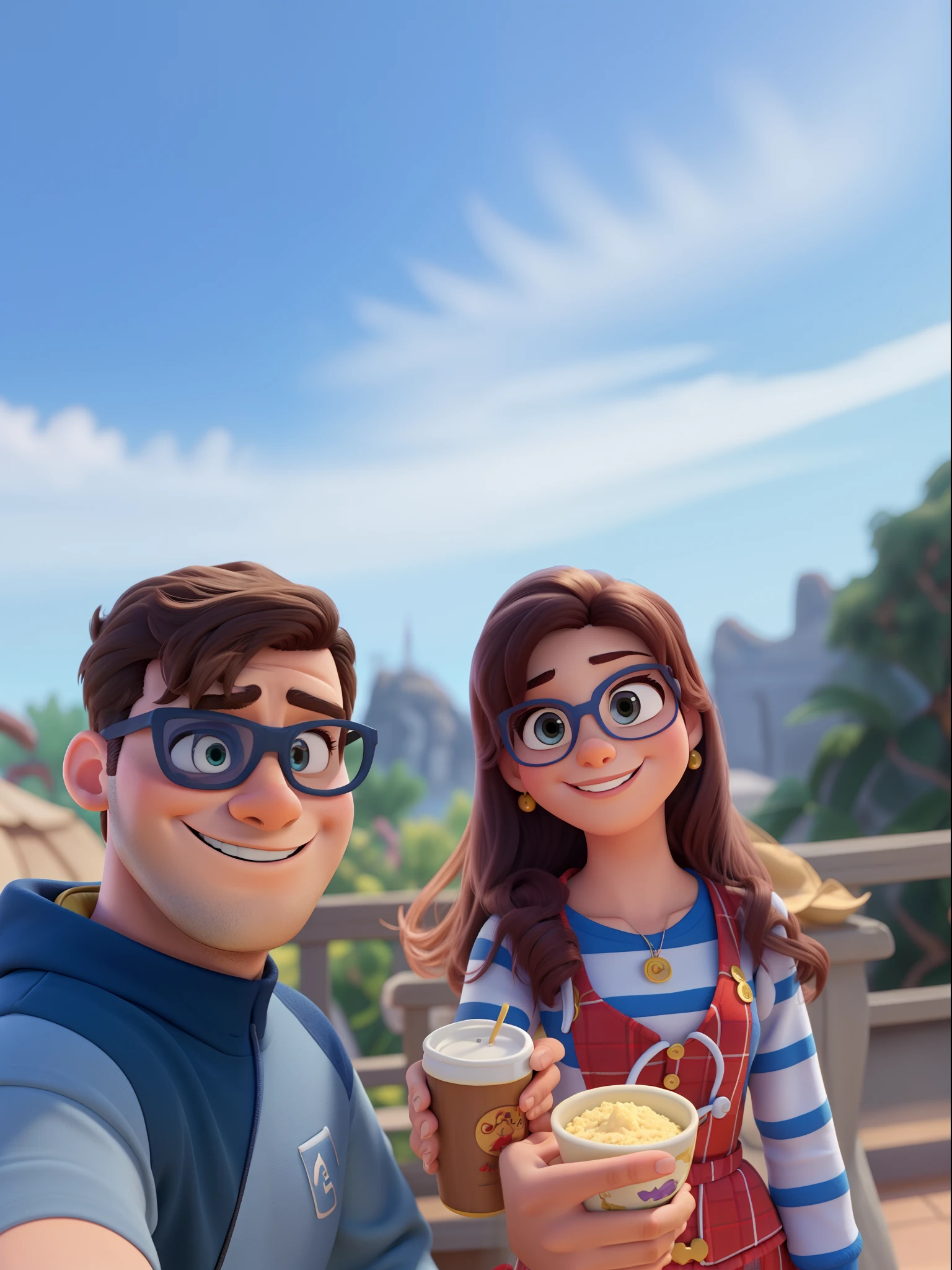 casal homem e mulher no estilo Disney Pixar, alta qualidade, melhor qualidade