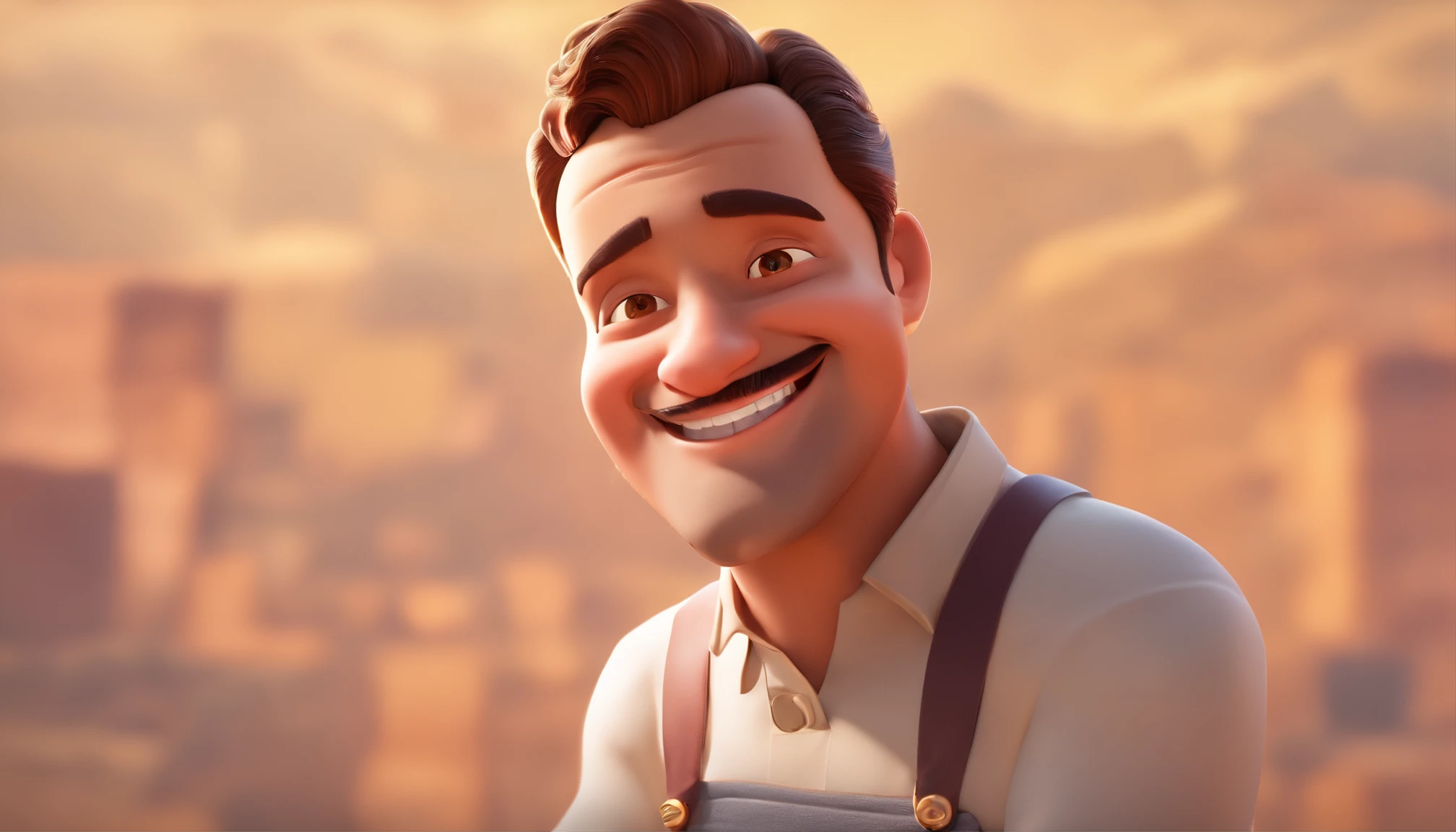 Smiling Man Illustration, sorriso insano, Homem de pele marrom com um sorriso gigante, happily smiling at the camera, sorriso atrevido, he's smiling, sorriso muito grande, Macho sorridente, foto de perfil headshot, rindo sorriso enorme, desenhando no estilo de Arte 3D, c4d, fundo de cor branco puro, estilo disney, estilo pixar render ilustracao Super Detalhe, 8k