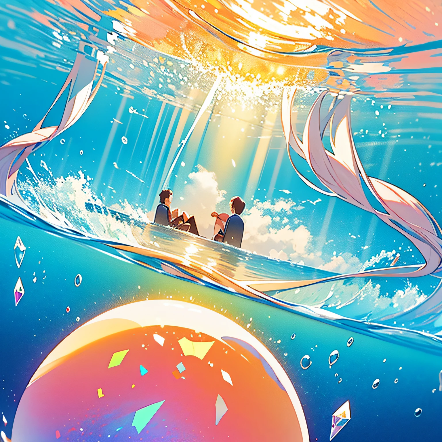 cartoon illustration, one large crystal ball on a cloth