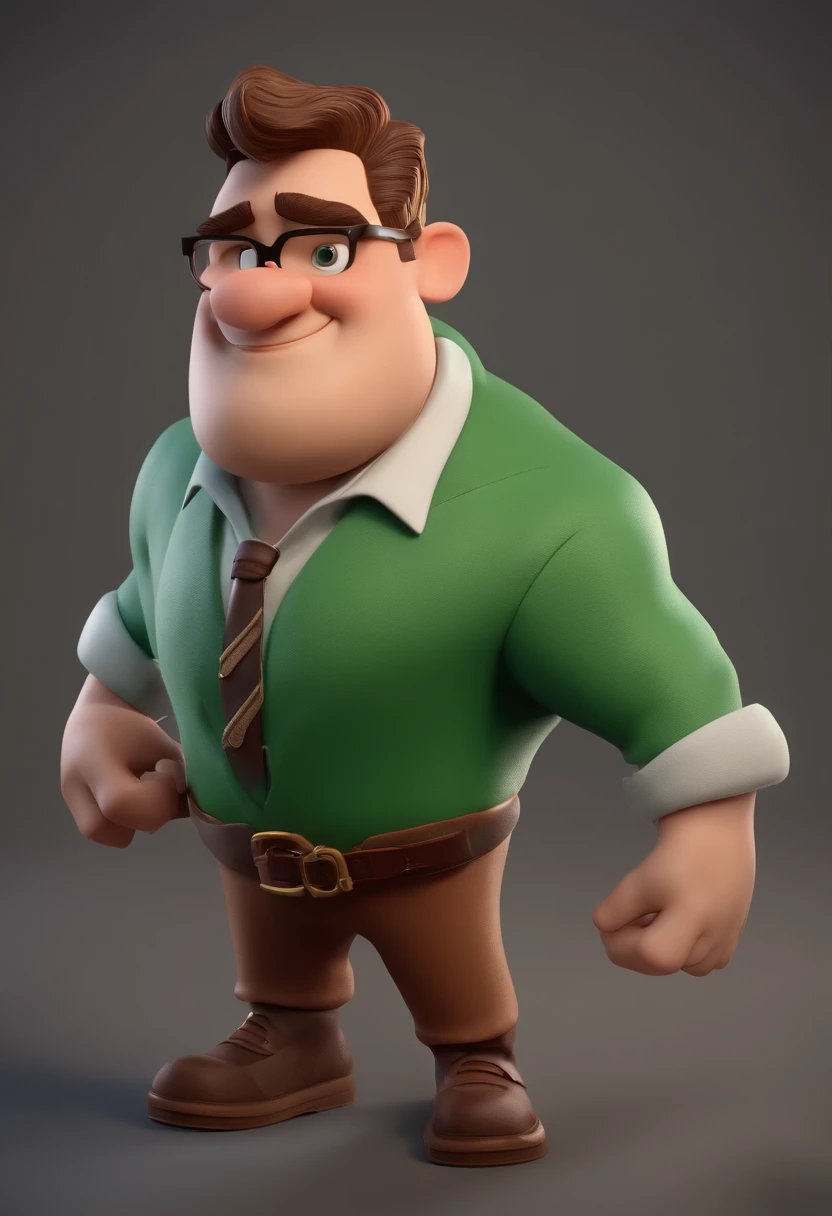 Personagem de desenho animado de um homem de 24 anos, usando uma camisa verde, um personagem animado, Caractere estilizado, animation style rendering, 3D estilizado, Arnold Maya render, 3 d render stylized, toon render keyshot, Personagem 3D, Personagem 3D, 3d rendering stylized, 3 d character render, personagem de desenho animado, Personagem de close up, Pose de personagem, (Estilo Pixar) (master part:1.2) (Bokeh) (best quality) (pele detalhada) (textura detalhada) (8k) (argila) (Cinematic lighting) (foco nítido,standingn, in front of a rural area