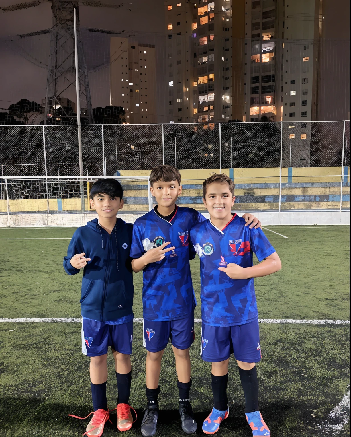 Three boys standing on a soccer field holding soccer balls, Directed by: David Ruby, Jonas Roscinas, tirado no iphone 1 3 pro, Edon Guraziu, vestindo uniforme de futebol escolar, Directed by: Joseph Pisani, Capturado no iPhone, Directed by: Luis Miranda, competition winning, Directed by: Emanuel Witz, inspirado em Samuel Silva, Malika Favre, album photo
