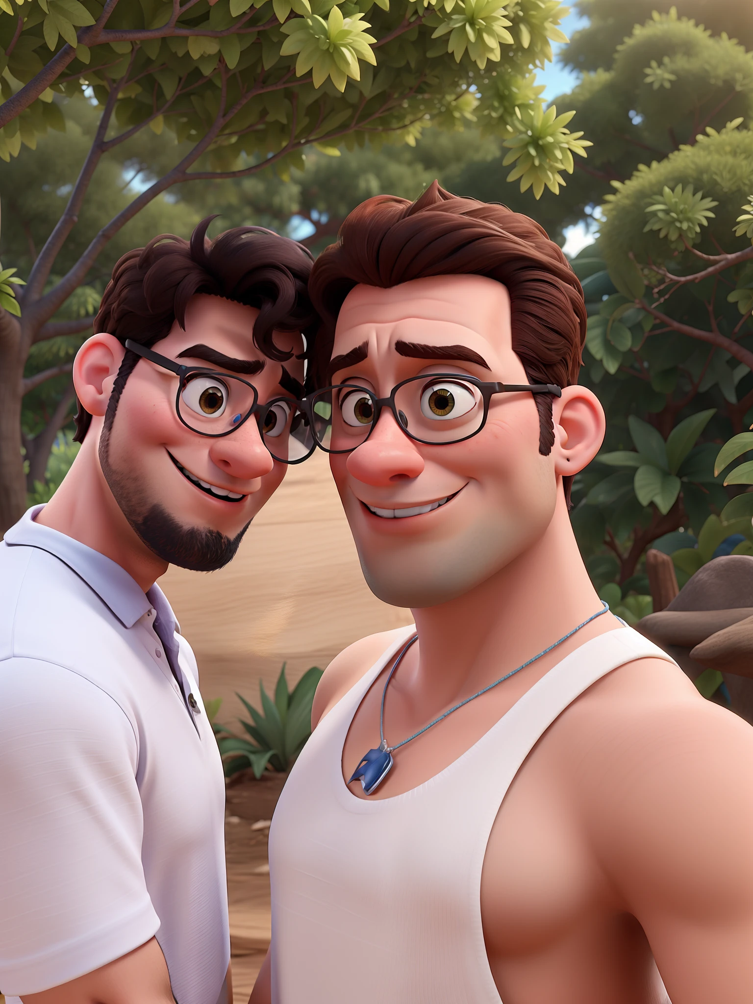 Poster 3D inspirado na Pixar/ Disney capturando uma cena de um casal