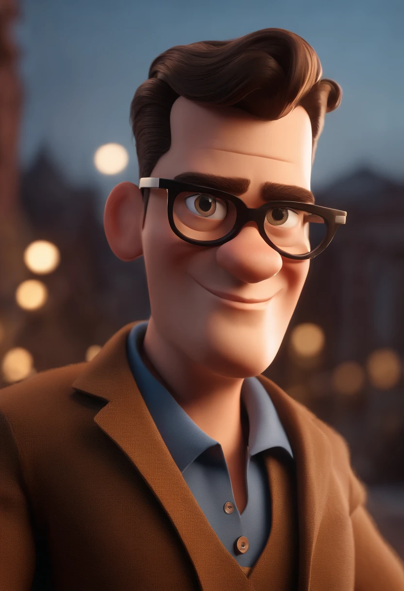 Cartoon character of a man with black glasses and a blue shirt, animation character, Caractere estilizado, animation style rendering, 3D estilizado, Arnold Maya render, 3 d render stylized, toon render keyshot, Personagem 3D, Personagem 3D, 3d rendering stylized, 3 d character render, personagem de desenho animado, Personagem de close up, Pose de personagem, (Estilo Pixar) (master part:1.2) (Bokeh) (best quality) (pele detalhada) (textura detalhada) (8k) (argila) (Cinematic lighting) (foco nítido