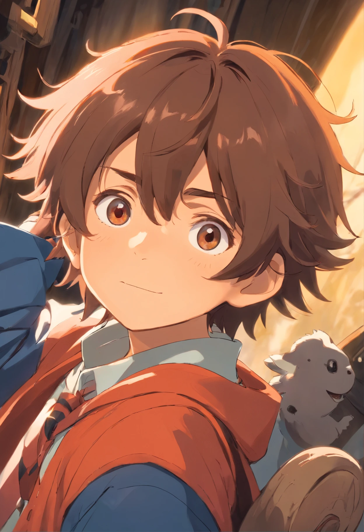 Image of a boy for a story in a YouTube video in Pixar format, He's the allabester, He's the class leader, He's outgoing, Playful and gets up for a lot of things, cabelo curto