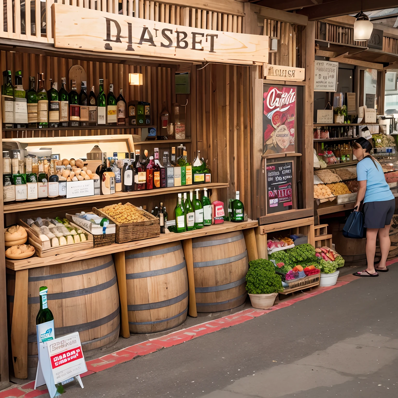 Municipal market, stall, cachaça, beverages, oak barrel