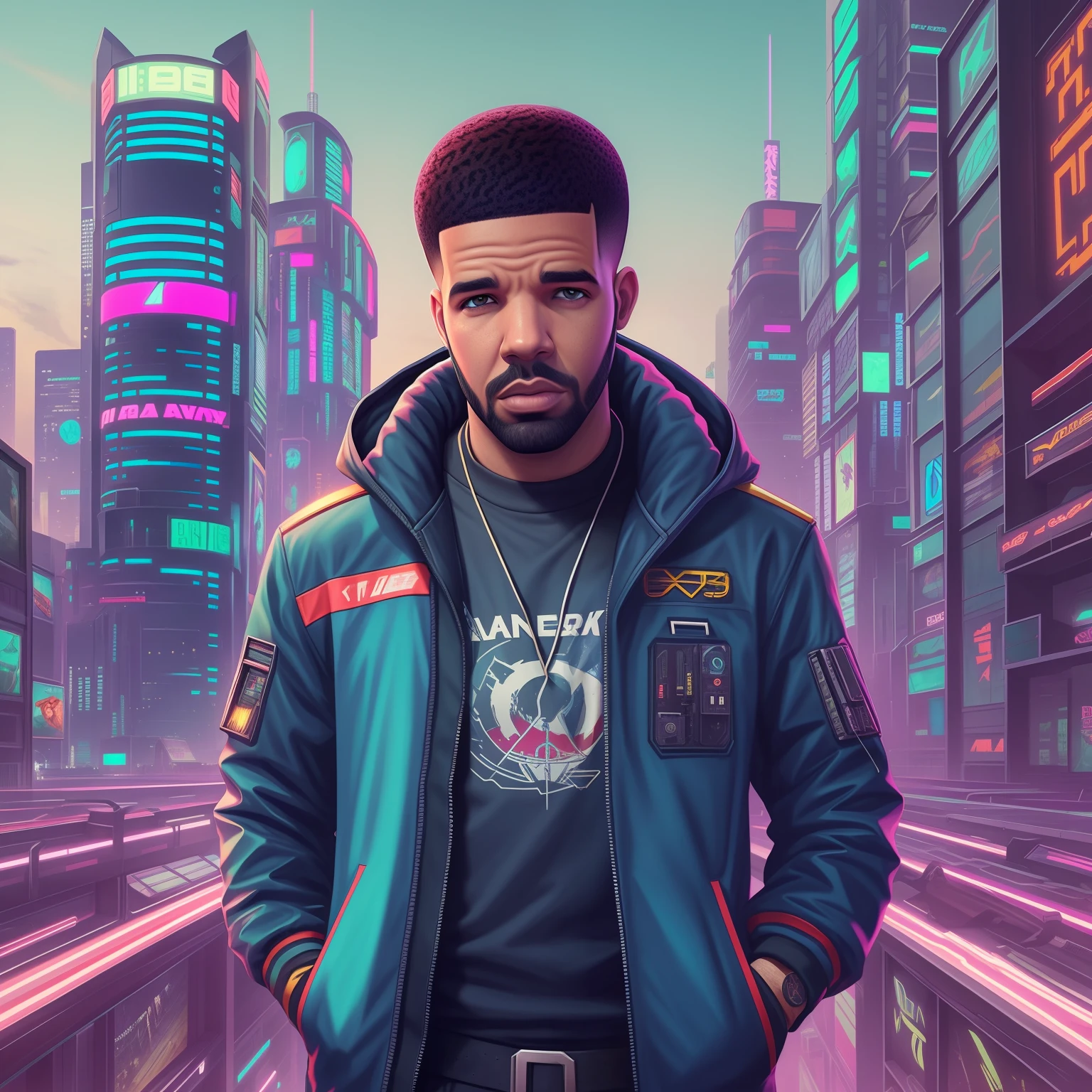 Realistic drake cyberpunk