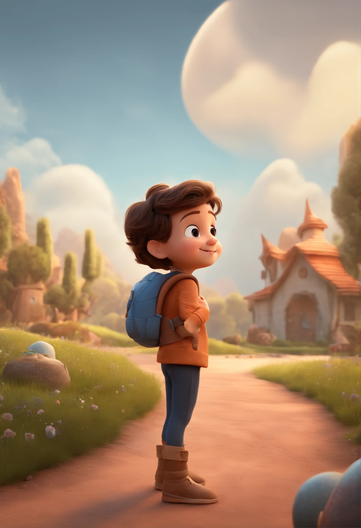 a happy cute kid standing short hair, vestindo uma fantasia espacial, , fundo branco, barnet, toon, estilo pixar, 3d, desenhos animados, rosto detalhado, asymmetrical 16k