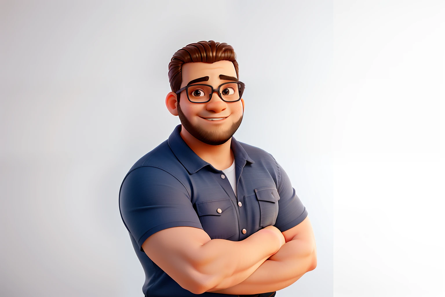 Um gordinho de cabelo cortado em volta de uma cadeira de barbeiroaltura de 1,70, illuminated by the light of a lamp, contra o pano de fundo de uma barbearia