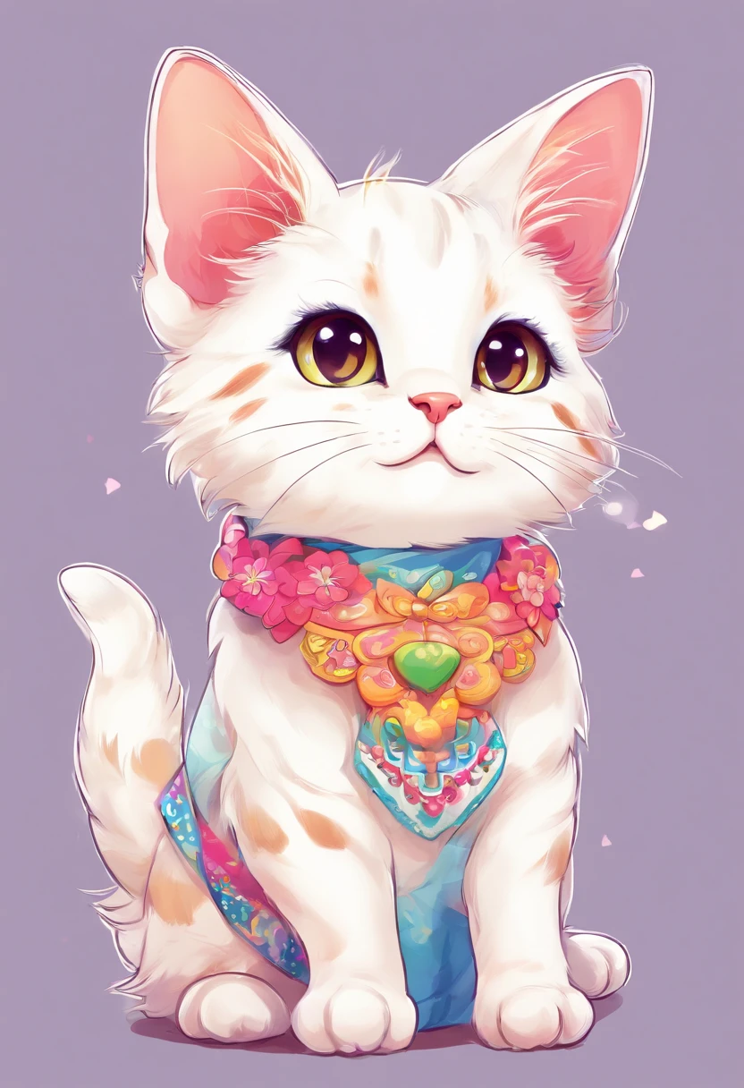 a cute little cat, White background, Stylized, childs drawing