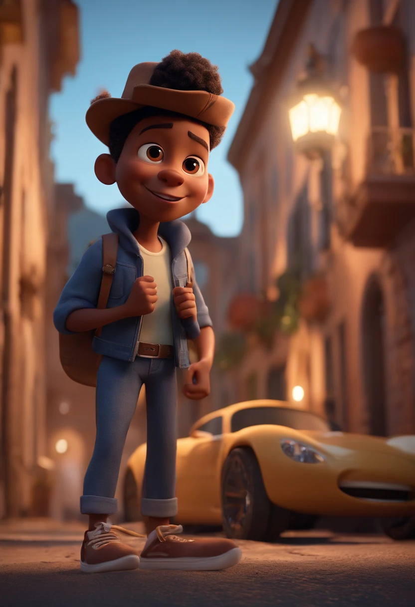 personagem dos desenhos animados de um homem negro com cavanhaque usando roupas street com fones de ouvido andando na rua a noite, animation character, Caractere estilizado, animation style rendering, 3D estilizado, Arnold Maya render, 3 d render stylized, toon render keyshot, Personagem 3D, Personagem 3D, 3d rendering stylized, 3 d character render, personagem de desenho animado, Personagem de close up, Pose de personagem, (Estilo Pixar) (master part:1.2) (Bokeh) (best quality) (pele detalhada) (textura detalhada) (8k) (argila) (Cinematic lighting) (foco nítido