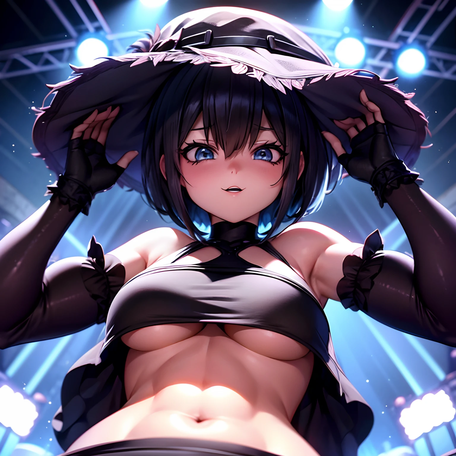Mavis hebt Rock und zeigt behaart , , Upskirt (Kleider) , Riesige Underboobs, Underboobs, Blick von unten,