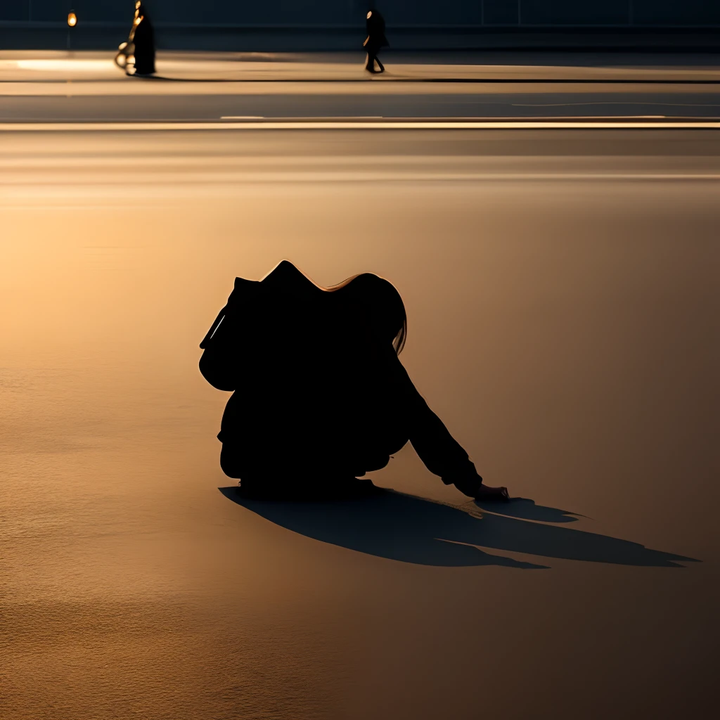 Woman desperately clawing at the ground silhouette